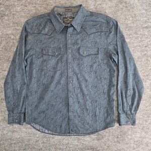 Cody James Shirt Mens M Regular Fit Blue Paisley Western Long Sleeve Snap Button